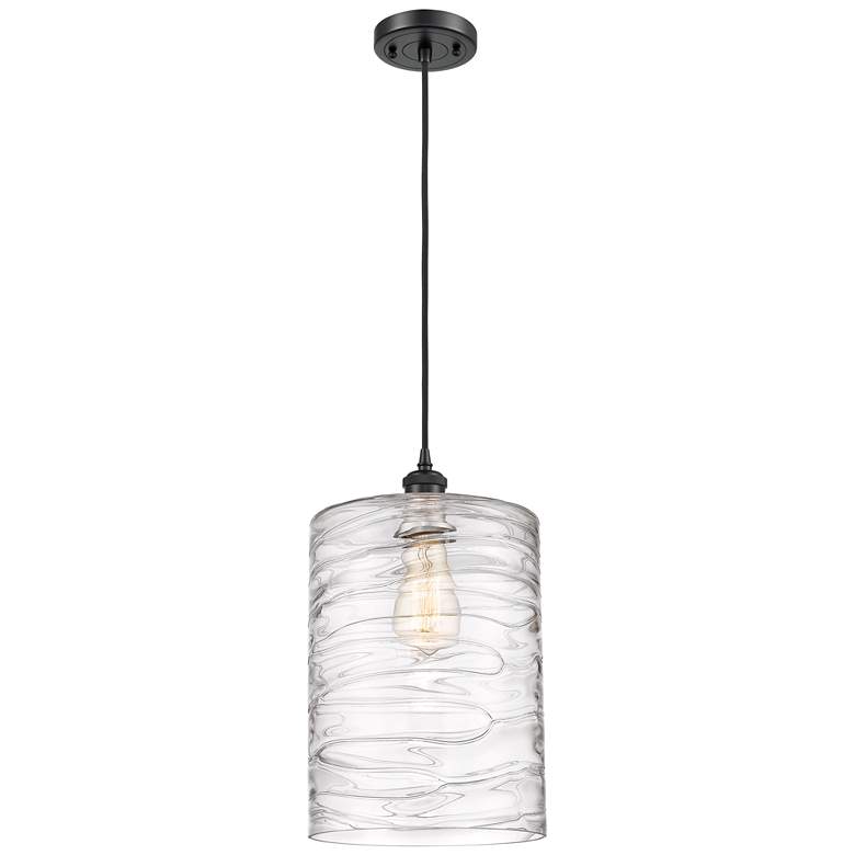 Image 1 Ballston Cobbleskill 9" Matte Black Corded Mini Pendant w/ Deco Swirl