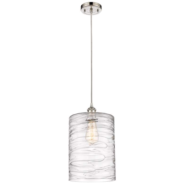 Image 1 Ballston Cobbleskill 9" Polished Nickel Corded Mini Pendant w/ Deco Sh