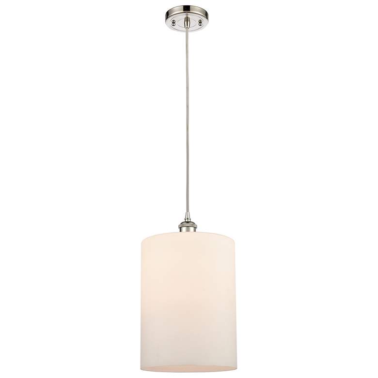 Image 1 Ballston Cobbleskill 9" Polished Nickel Corded Mini Pendant w/ White S