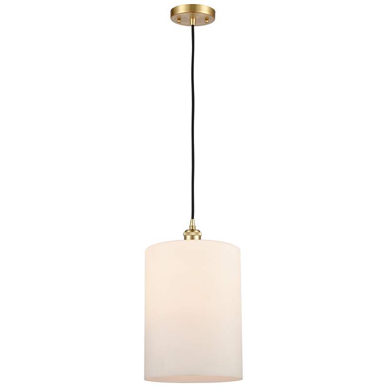 Image 1 Ballston Cobbleskill 9" Satin Gold Corded Mini Pendant w/ Matte White