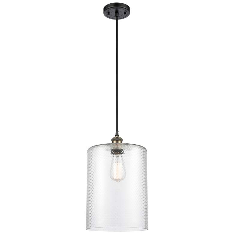Image 1 Ballston Cobbleskill 9" Wide Black Brass Corded Mini Pendant w/ Clear