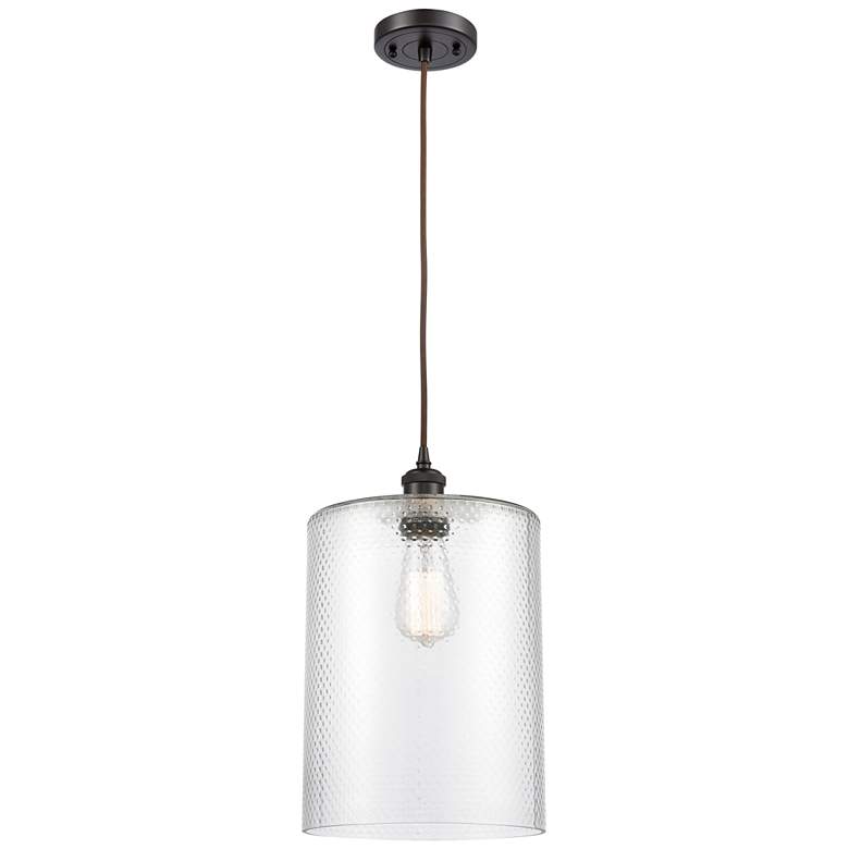 Image 1 Ballston Cobbleskill 9" Wide Bronze Corded Mini Pendant w/ Clear Shade
