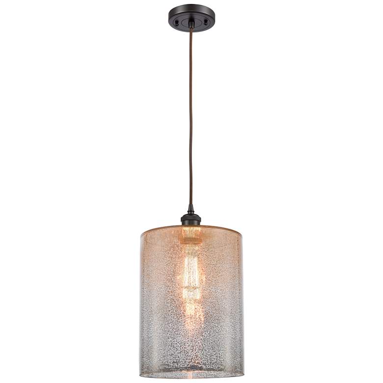 Image 1 Ballston Cobbleskill 9" Wide Bronze Corded Mini Pendant w/ Mercury Sha