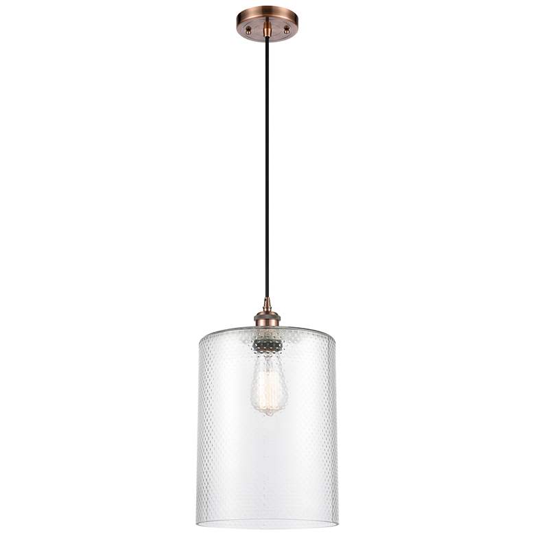 Image 1 Ballston Cobbleskill 9" Wide Copper Corded Mini Pendant w/ Clear Shade