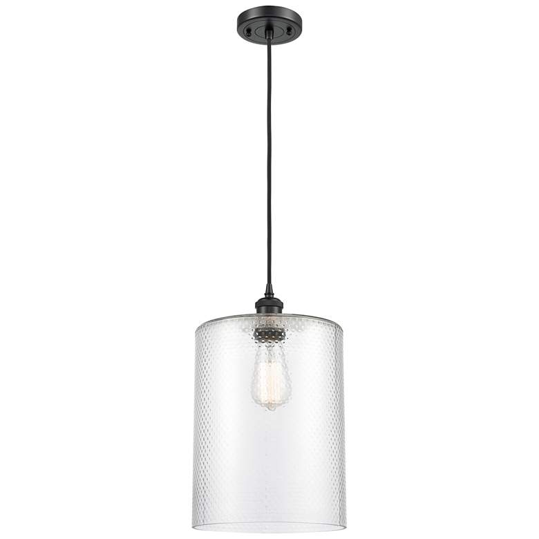 Image 1 Ballston Cobbleskill 9" Wide Matte Black Corded Mini Pendant w/ Clear