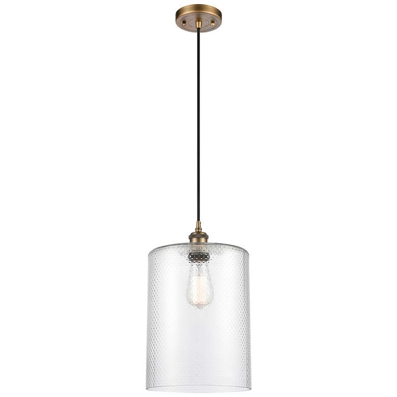 Image 1 Ballston Cobbleskill 9"W Brushed Brass Corded Mini Pendant w/ Clear Sh