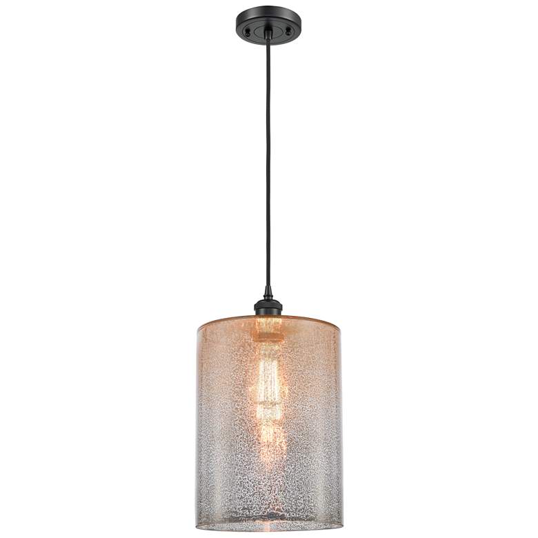 Image 1 Ballston Cobbleskill 9"W Matte Black Corded Mini Pendant w/ Mercury Sh