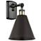 Ballston Cone 11.25"High Black Brass LED Sconce With Black Shade