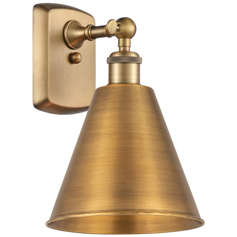 Image 1 Ballston Cone 11.25"High Brushed Brass LED Sconce w/ Brushed Brass Sha