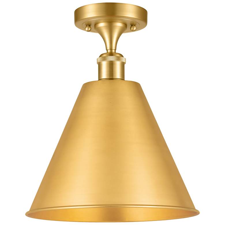 Image 1 Ballston Cone 12" LED Semi-Flush Mount - Satin Gold - Satin Gold Shad