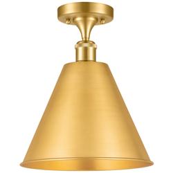 Ballston Cone  12" LED Semi-Flush Mount - Satin Gold - Satin Gold Shad