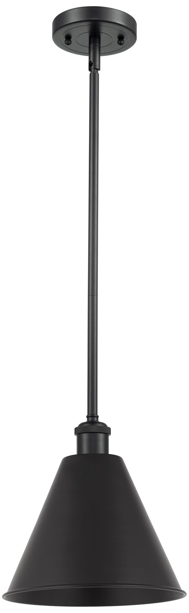 Ballston Cone 12" Matte Black LED Pendant With Matte Black Made to Ord