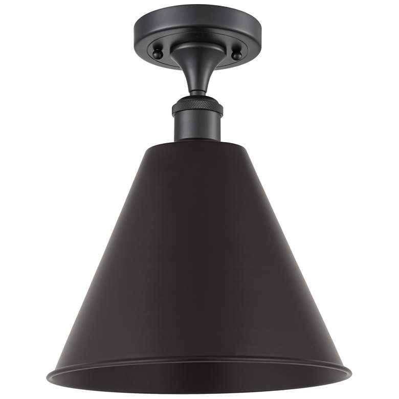 Image 1 Ballston Cone 12" Semi-Flush Mount - Matte Black - Matte Black Shade