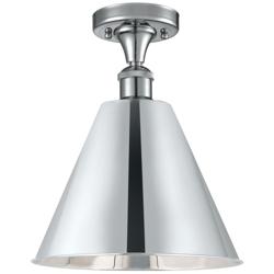 Ballston Cone  12" Semi-Flush Mount - Polished Chrome - Polished Chrom