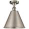 Ballston Cone 12" Semi-Flush Mount - Satin Nickel - Satin Nickel