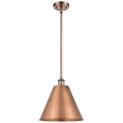 Ballston Cone 12" Wide Antique Copper Pendant With Antique Copper Shad
