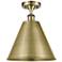 Ballston Cone 12"W Antique Brass LED Semi.Flush Mount