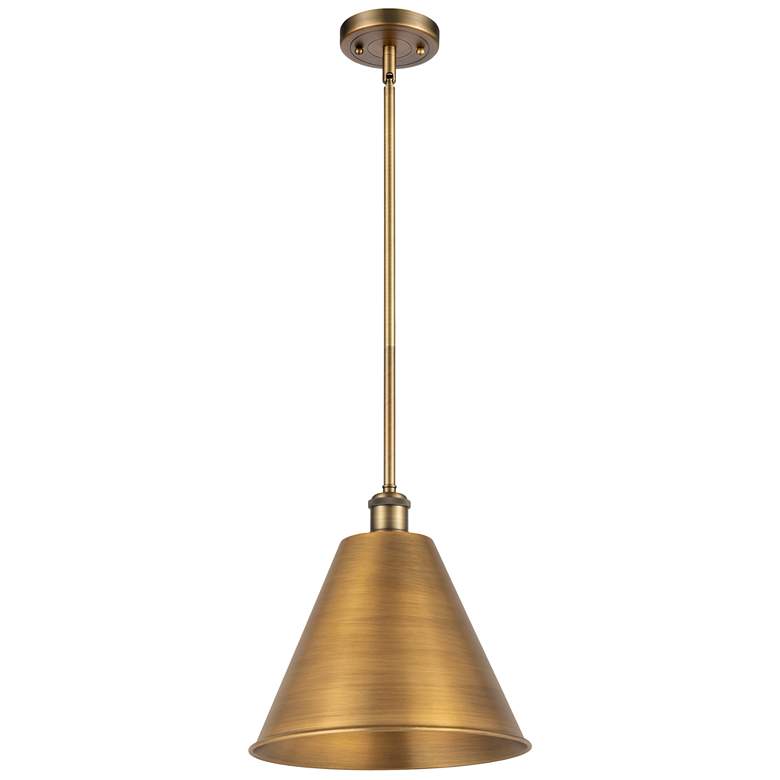 Image 1 Ballston Cone 12"W Brushed Brass LED Pendant With Brushed Brass Shade
