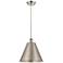 Ballston Cone 12"W Brushed Satin Nickel Corded Mini Pendant w/ 12"