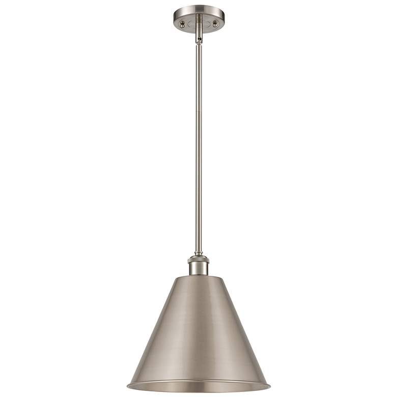 Image 1 Ballston Cone 12"W Brushed Satin Nickel Pendant