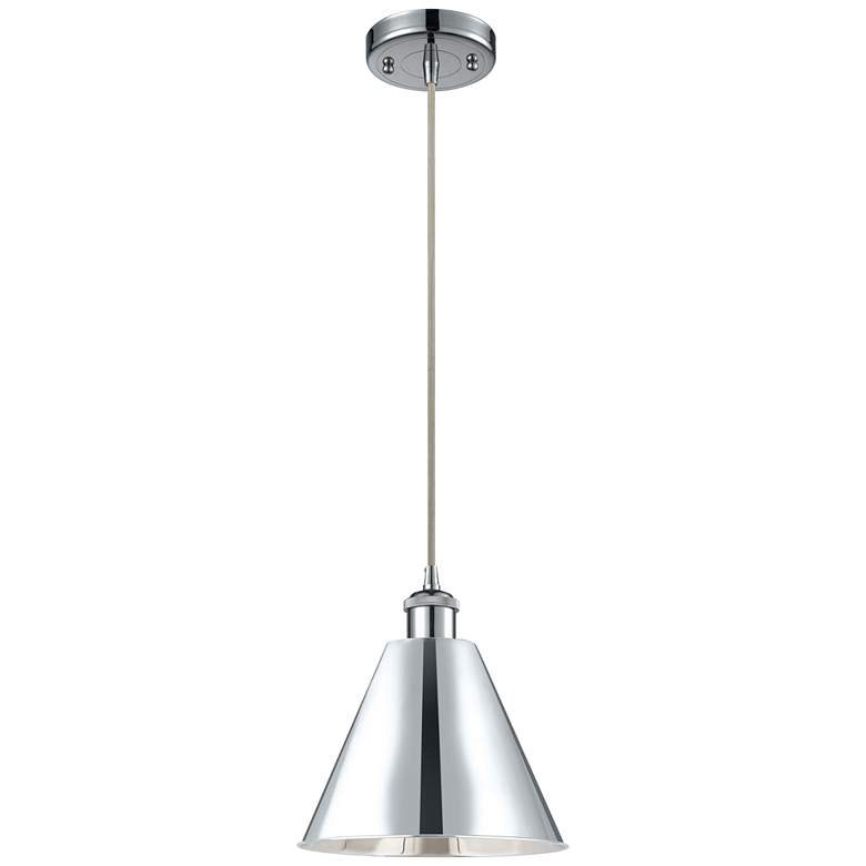 Image 1 Ballston Cone 12 inchW Chrome Corded Mini Pendant w/ Chrome Shade