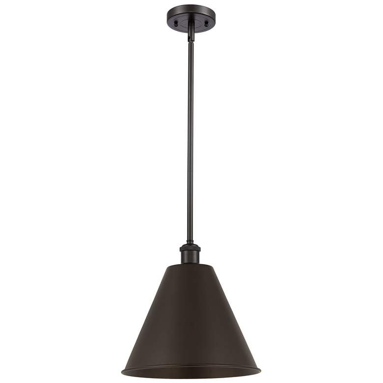 Image 1 Ballston Cone 12"W Oil Rubbed Bronze Pendant With Oil Rubbed Bronze Sh