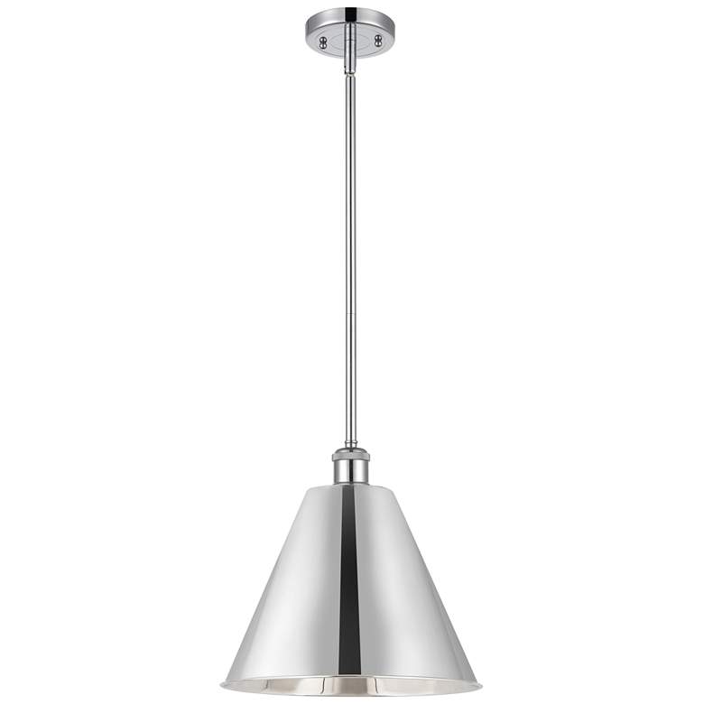 Image 1 Ballston Cone 12"W Polished Chrome LED Pendant w/ Polished Chrome Shad