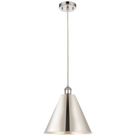 Ballston Cone 12"W Polished Nickel Corded LED Mini Pendant w/ 12" Ballston Cone 12"W Polished Nickel Corded LED Mini Pendant w/ 12"