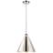 Ballston Cone 12"W Polished Nickel Corded Mini Pendant w/ 12" Sha