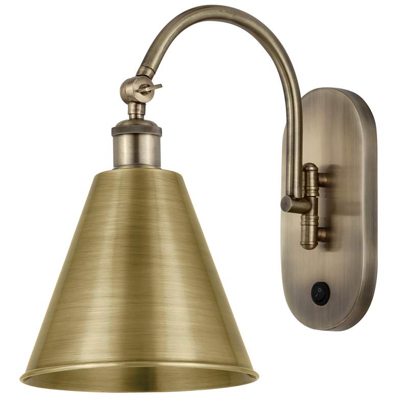 Image 1 Ballston Cone 13.75"H Antique Brass Horizontal Swivel Sconce