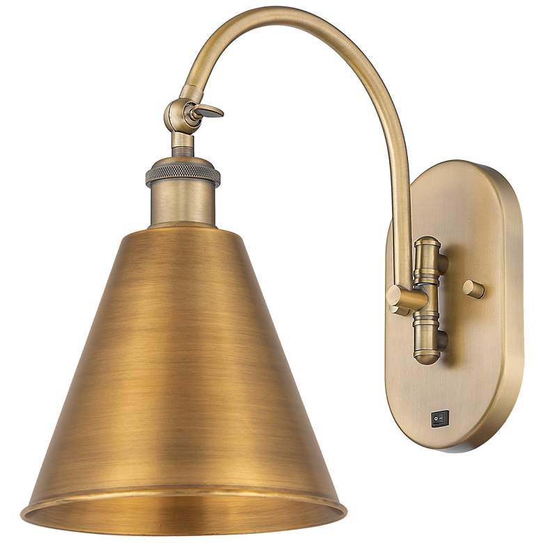 Image 1 Ballston Cone 13.75"H Brushed Brass Horizontal Swivel Sconce