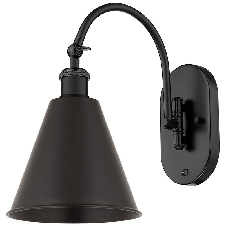 Image 1 Ballston Cone 13.75"H Matte Black Horizontal Swivel LED Sconce