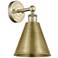 Ballston Cone 13"High Antique Brass Sconce With Antique Brass Shade