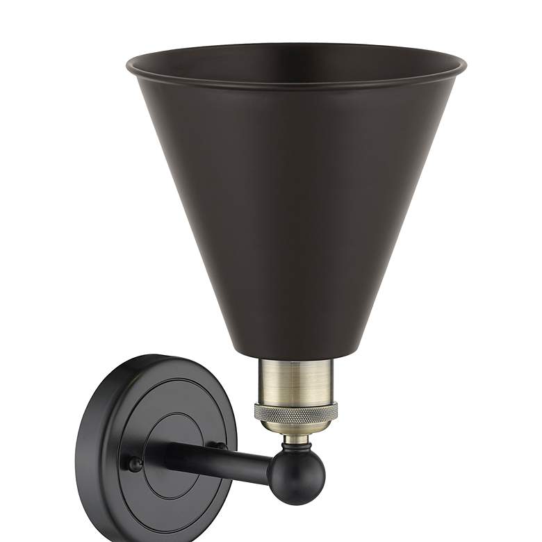 Image 2 Ballston Cone 13"High Black Antique Brass Sconce With Matte Black Shad more views