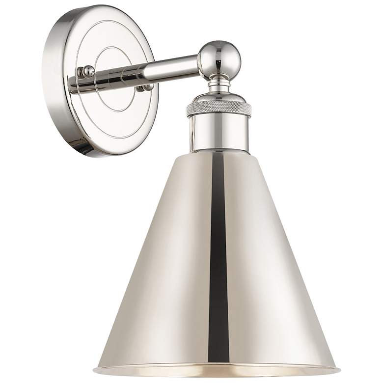 Image 1 Ballston Cone 13"High Polished Nickel Sconce With Polished Nickel Shad