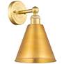 Ballston Cone 13"High Satin Gold Sconce With Satin Gold Shade