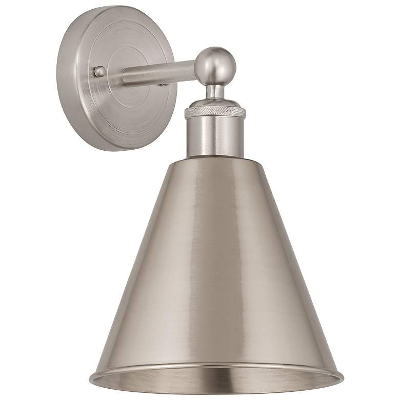 Image 1 Ballston Cone 13"High Satin Nickel Sconce With Satin Nickel Shade