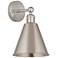 Ballston Cone 13"High Satin Nickel Sconce With Satin Nickel Shade