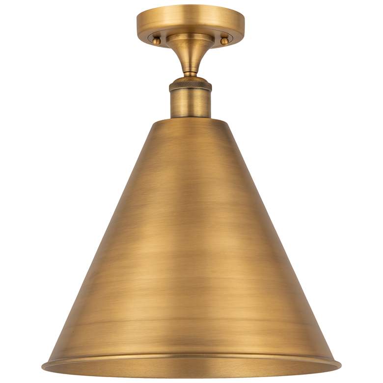 Image 1 Ballston Cone 16" LED Semi-Flush Mount - Brushed Brass - Brushed Bras