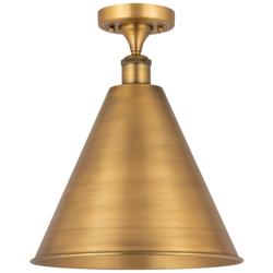 Ballston Cone  16" LED Semi-Flush Mount - Brushed Brass - Brushed Bras