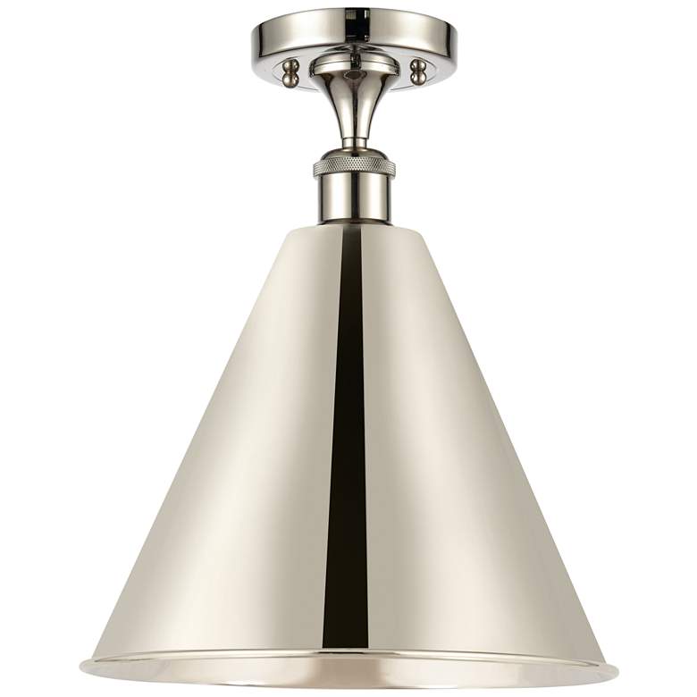 Image 1 Ballston Cone 16" LED Semi-Flush Mount - Polished Nickel - Polished N