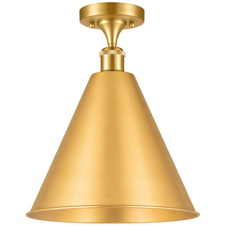 Image 1 Ballston Cone  16 inch LED Semi-Flush Mount - Satin Gold - Satin Gold Shad