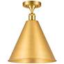 Ballston Cone  16" LED Semi-Flush Mount - Satin Gold - Satin Gold Shad