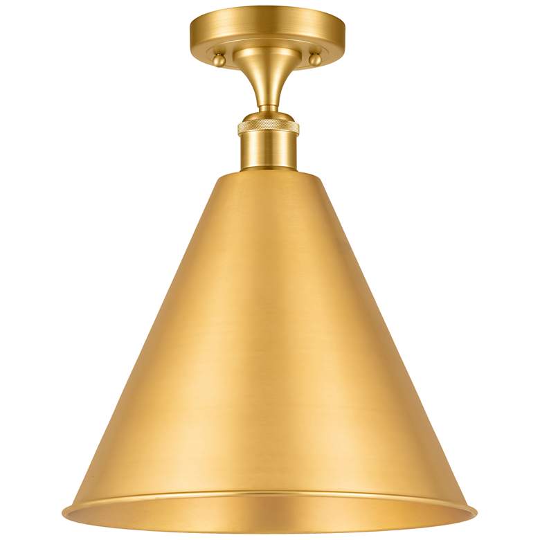 Image 1 Ballston Cone 16" LED Semi-Flush Mount - Satin Gold - Satin Gold Shad