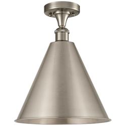 Ballston Cone  16" LED Semi-Flush Mount - Satin Nickel - Satin Nickel