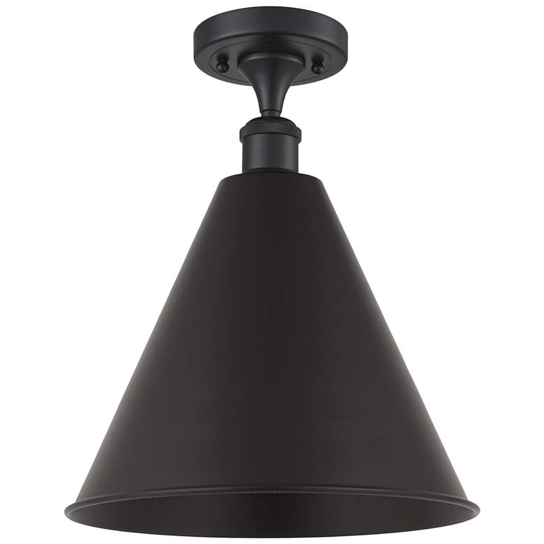 Image 1 Ballston Cone 16" Semi-Flush Mount - Matte Black - Matte Black Shade