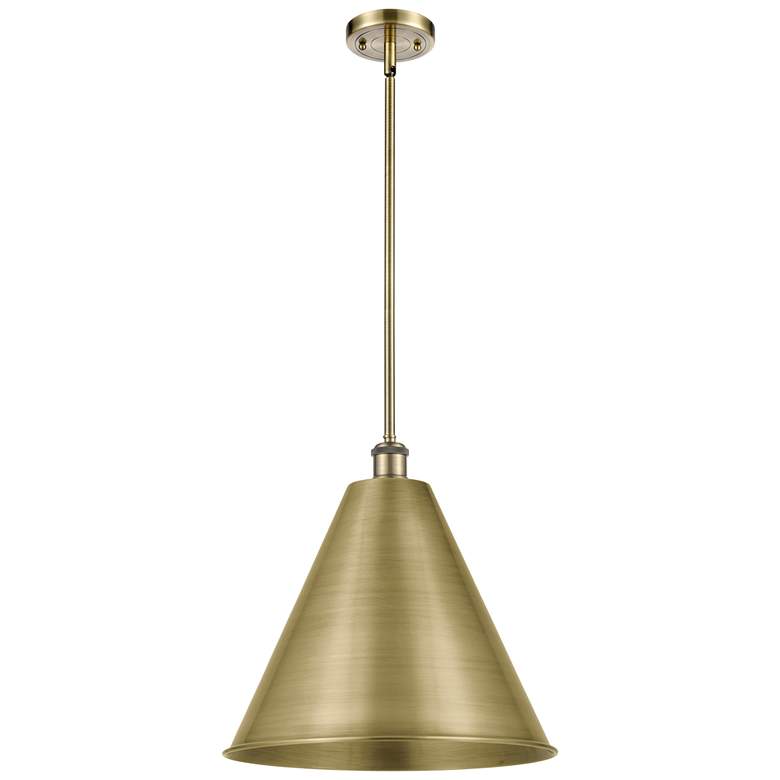 Image 1 Ballston Cone 16" Wide Antique Brass Pendant With Antique Brass Shade