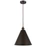 Ballston Cone 16" Wide Bronze Corded Mini Pendant w/ Bronze Shade