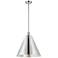 Ballston Cone 16" Wide Polished Chrome Pendant With Polished Chrome Sh
