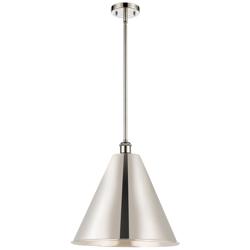 Ballston Cone 16&quot; Wide Polished Nickel Pendant With Polished Nickel Sh